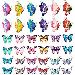 PandaHall Elite 36 pcs 3 Styles Butterfly Printed Alloy Enamel Charm Pendants for Earring Bracelet Necklace Jewelry DIY Craft Making