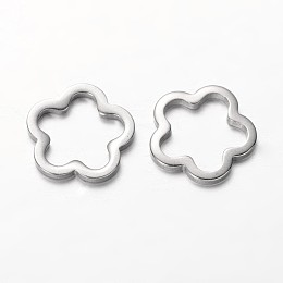 Honeyhandy Flower 201 Stainless Steel Link Rings, Stainless Steel Color, 13.5x13.5x1.5mm