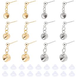 UNICRAFTALE 24pcs 2 Colors Earring Post Stainless Steel Stud Earring for Pointed Rhinestone with 24pcs Plastic Ear Nuts for DIY Earring Jewelry Making Pin 0.9mm