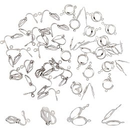 UNICRAFTALE 40Pcs 2 Style Clip-on Earring Findings 304 Stainless Steel Earring Clips Stainless Steel Color Clip-on Earring Converter Non Piercing Ear Clips for Non-Pierced Ears