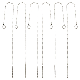 Beebeecraft 1 Box 3 Pairs Sterling Silver Threader Earrings 80mm Pull Through Threaded Long Chain Drop Tassel with Loop for Jewelry Earring Making