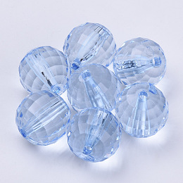 Honeyhandy Transparent Acrylic Beads, Faceted, Round, Light Steel Blue, 8x8mm, Hole: 1.5mm, about 1770pcs/500g