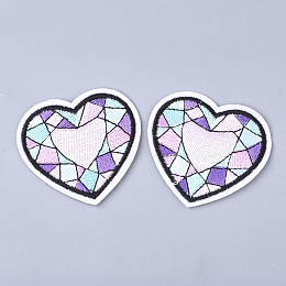 Honeyhandy Computerized Embroidery Cloth Iron On Patches, Costume Accessories, Appliques, Heart, Lavender Blush, 53x58x1mm