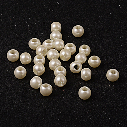 Honeyhandy ABS Plastic Imitation Pearl European Beads, Large Hole Rondelle Beads, Creamy White, 11.5~12x10mm, Hole: 5mm