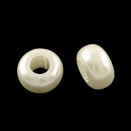 Honeyhandy ABS Plastic Imitation Pearl Rondelle Large Hole European Beads, White, 12x7mm, Hole: 5mm