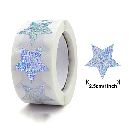 Honeyhandy Laser Self Adhesive Paper Stickers, Roll Sticker Labels, Gift Tag Stickers, Star, Cornflower Blue, 2.5cm, about 500pcs/roll