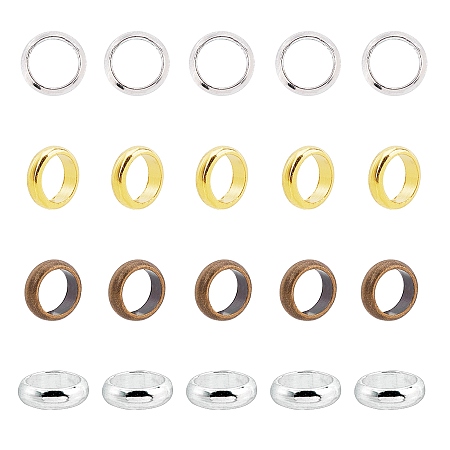 ARRICRAFT Brass Spacer Beads, Rondelle, Mixed Color, 6x1.5(+-0.3mm)x0.5mm, Hole: 4.5mm, 4 colors, 100pcs/color, 400pcs