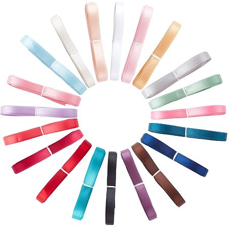 CRASPIRE Polyester Ribbon, Flat Ribbon, Mixed Color, 10mm; 20 colors, 1m/color, 20m/set