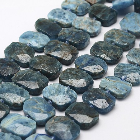 ARRICRAFT Natural Apatite Beads Strands, Faceted, Rectangle, 15~20x20~26x6~8mm, Hole: 2mm, about 20~22pcs/strand, 14.9 inches(38cm)