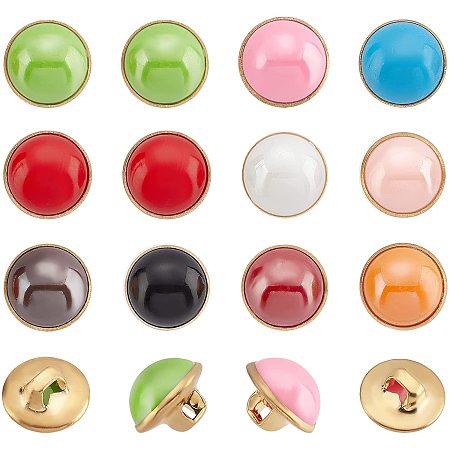 NBEADS 100 Pcs 10mm Brass Resin Shank Buttons, 10 Colors Half Domed Sewing Buttons Half Ball Buttons Single Hole Buttons for Crafts, Clothes, Coat, Jacket and DIY Project