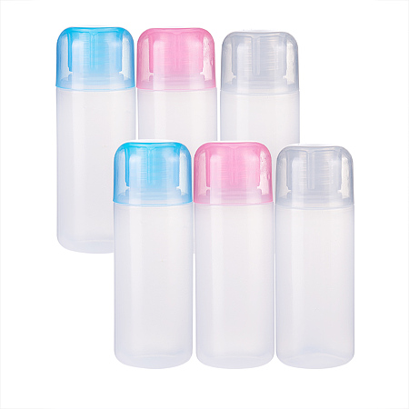 BENECREAT 6 Pack 50ml/1.7oz Clear Plastic Sample Squeeze Bottle with Cylinder Cap Portable Travel Bottle for Makeup Emollient Water Shower Gel Emulsion Liquid Cosmetic Container