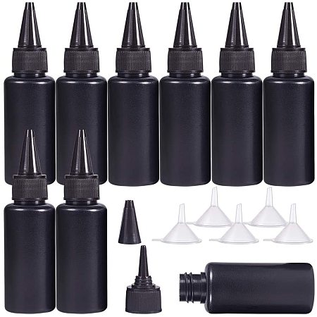 BENECREAT 30 Packs 1oz Black Plastic Squeeze Dispensing Bottles UV Glue Bottles with Caps, 5PCS Funnel Hoppers for UV Resin, DIY Crafts, Glue, Liquids