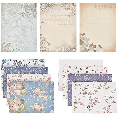 CRASPIRE 52 Pieces Envelopes and Writing Letter Papers Vintage Writing Stationery Paper Vintage Writing Stationery Paper Floral Stationary Set for Invitations Birthday Wedding
