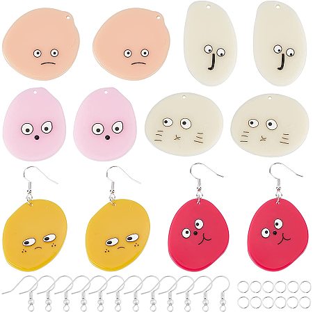 NBEADS 6 Pairs Boy's Face Earring Making Kits, Contains 12 Pcs Acrylic Face Pendants, 30 Pcs Earring Hooks and 40 Pcs Jump Rings for Earring Making Jewelry