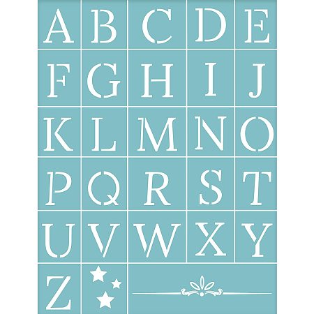 OLYCRAFT Self-Adhesive Silk Screen Printing Stencil Alphabet Reusable Pattern Stencils for Painting on Wood Fabric T-Shirt Wall and Home Decorations #2
