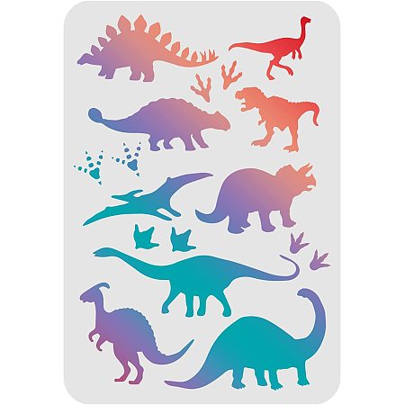 FINGERINSPIRE Dinosaurs Stencils Template 8.3x11.7inch Plastic Tyrannosaurus Drawing Painting Stencils Rectangle Prints Pattern Reusable Stencils for Painting on Wood, Floor, Wall and Tile