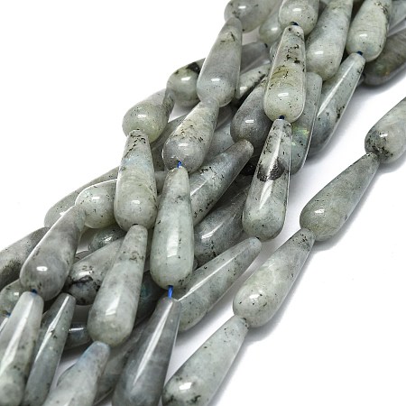 Honeyhandy Natural Labradorite Beads Strands, Waterdrop, 30x10mm, Hole: 1.4mm, about 13pcs/strand, 15.75''(40cm)