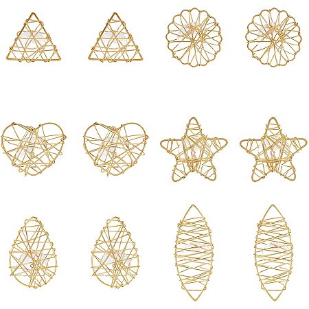 SUPERFINDINGS About 24Pcs 6 Styles Golden Spiral Bead Cages Pendants with Glass Beads Inside Hollow Stone Holder Charms Cage Pendants for DIY Bracelet Necklace Jewelry Crafts Making