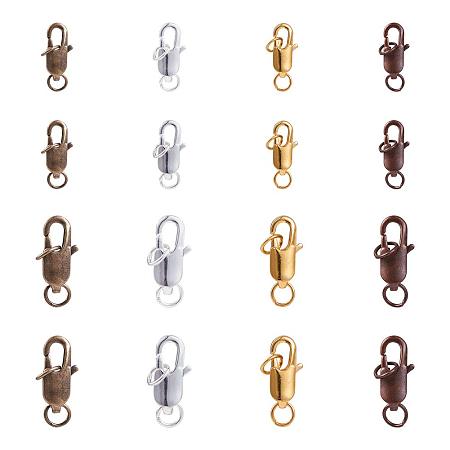 PandaHall Elite 80pcs 2 Sizes 4 Colors Brass Lobster Claw Clasps Chain Connector for Bracelet Necklace DIY Craft Making Jewelry Findings, Antique Bronze/Silver/Golden/Red Copper