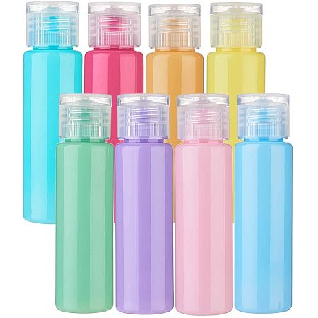 BENECREAT 16 Pack 30ml Macron Color PET Refillable Plastic Cosmetic Bottle with Flip Caps for Lotion, Emulsion and Essential Oils - Mixed Color