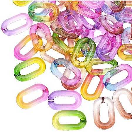 PandaHall Elite 100 pcs Acrylic Linking Rings, 5 Colors Quick Link Connectors for Earring Necklace Jewelry EyeglassChain DIY Craft Making