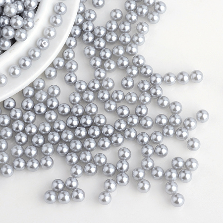 Honeyhandy Imitation Pearl Acrylic Beads, No Hole, Round, Gray, 1.5~2mm, about 10000pcs/bag