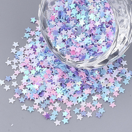 Honeyhandy Ornament Accessories, PVC Plastic Paillette/Sequins Beads, No Hole/Undrilled Beads, Star, Mixed Color, 2.5x2.5x0.4mm, about 5700pcs/bag