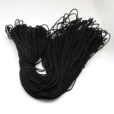 Honeyhandy Polyester & Spandex Cord Ropes, 16-Ply, Black, 2mm, about 109.36 yards(100m)/bundle
