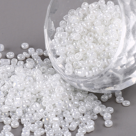 ARRICRAFT Glass Seed Beads, Ceylon, Round, White, 2mm, Hole: 1mm, about 30000pcs/pound