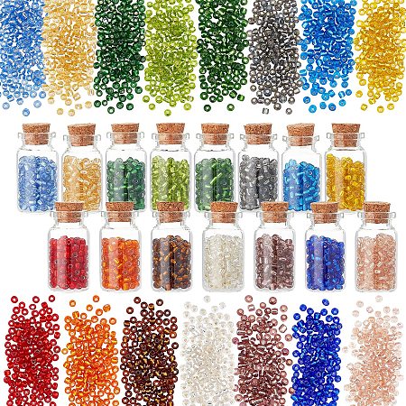 PandaHall Elite 1500pcs 6/0 Glass Seed Beads, 15 Color Waist Beads