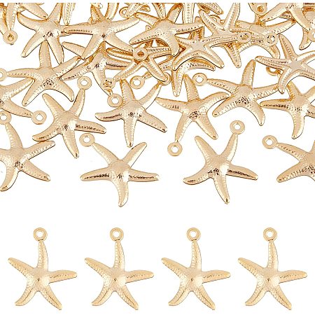 DICOSMETIC 40pcs 304 Stainless Steel Golden Starfish Charms Small Sea Star Pendants Ocean Animals Pendants Beach Theme Charms for Necklace Bracelet Earring Jewelry Making,Hole:1mm