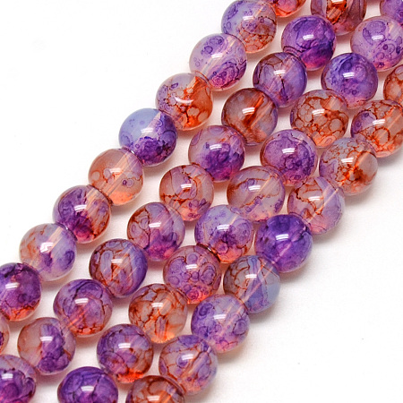 Nbeads Baking Painted Glass Beads Strands, Imitation Opalite, Round, DarkViolet, 6mm, Hole: 1.3~1.6mm; about 133pcs/strand, 31.4