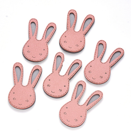 Faux Suede Patches, Costume Ornament Accessories, for Magic Tape Hair Clip Making, Rabbit, Pink, 53x28x3mm