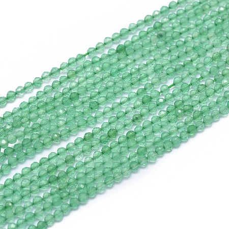 ARRICRAFT Natural Green Agate Beads Strands, Faceted, Round, 2mm, Hole: 0.5mm, about 169pcs/strand, 15.7 inches(40cm)
