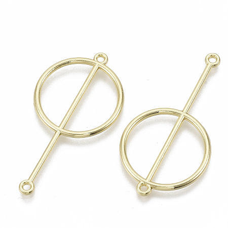Honeyhandy Alloy Links connectors, Round Fan, Light Gold, 48x25x2mm, Hole: 1.6mm