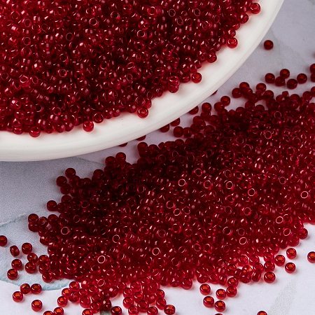 MIYUKI Round Rocailles Beads, Japanese Seed Beads, 15/0, (RR141) Transparent Ruby, 1.5mm, Hole: 0.7mm, about 5555pcs/10g