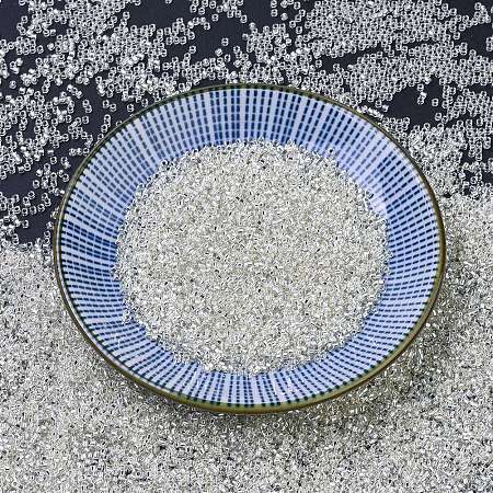 MIYUKI® Delica Beads, Cylinder, Japanese Seed Beads, 11/0, (DB0041) Silver-Lined Crystal, 1.3x1.6mm, Hole: 0.8mm; about 2000pcs/10g