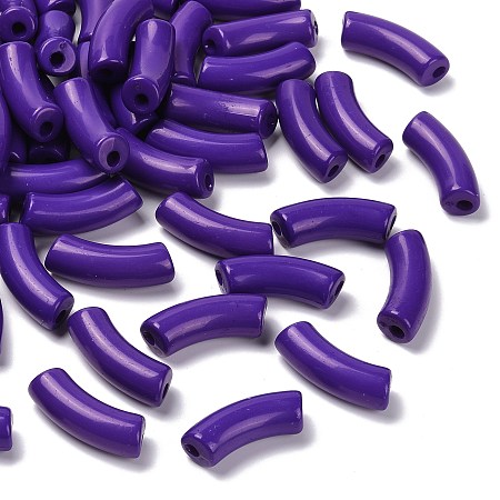 ARRICRAFT Opaque Acrylic Beads, Tube, Purple, 34.5x13x11mm, Hole: 3.5mm