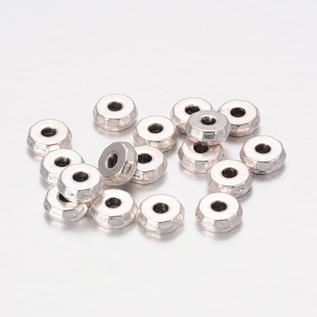 Honeyhandy Tibetan Style Spacer Beads, Lead Free & Cadmium Free, Antique Silver Color, Rondelle, 8x3mm, hole: 2mm, about 29pcs/20g