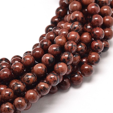 ARRICRAFT Natural Mahogany Obsidian Round Bead Strands, 4mm, Hole: 1mm, about 98pcs/strand, 16 inches