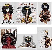 CREATCABIN 6pcs Black Girl Iron On Stickers Set Queen and King Heat Transfer Patches Clothing Design God Says I am Washable Heat Transfer Stickers Decals DIY Decorations for Valentine's Day