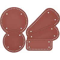 PandaHall Elite 5 Sizes Crochet Bag Bottom, 5pcs Oval/Round/Rectangle Bottom Bag Leather Bottom Shaper Pad for Bags Cushion Base with Golden Alloy Nail for DIY Bag Shoulder Bags Purse Making, Brown