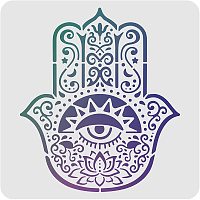 FINGERINSPIRE Hamsa Hand Stencil Template 30x30cm/11.8x11.8inch Plastic Mandala Hand Drawing Painting Stencils Square Reusable Stencils for Wood Wall Furniture Floor Fabric Painting