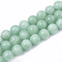 Honeyhandy Natural White Jade Beads Strands, Round, Dyed, 12mm, Hole: 1mm, about 32pcs/strand, 15.1 inch