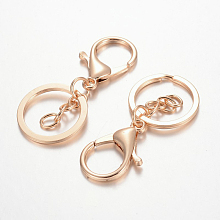 Honeyhandy Iron Keychain Clasp Findings, with Alloy Lobster Claw Clasps and Swivel Clasps, Light Gold, 66mm