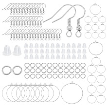 SUNNYCLUE1 Box 630Pcs Earring Findings Kit Including Brass Earring Hooks Jump Rings Stainless Steel Ring Pendants Plastic Ear Nuts for Women DIY Dangle Earrings Jewelry Making