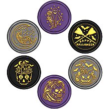 CRASPIRE Wax Seal Stamp Heads Set 6 Pieces Halloween Removable Sealing Brass Stamp Heads for Wedding Invitation Envelope Xmas Postcard Label Cards Candy Gift Sealing (Without Handle)