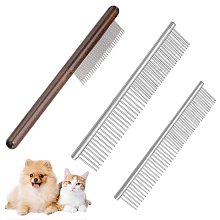 NBEADS 3 Pcs Dog Combs, Pet Comb with Rounded Ends Stainless Steel Teeth Dog Grooming Comb Macrame Tassel Brush Supplies For Macrame Fringe Cord Pet Dog Cat Grooming Comb