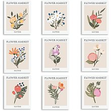 SUPERDANT 9 PCS Flower Market Canvas Art Prints Unframed Fauvism Picture Prints Daisy Abstract Floral Wall Art Colored Flower Illustration Rose Modern Painting Artwork Posters for Living Room Decor