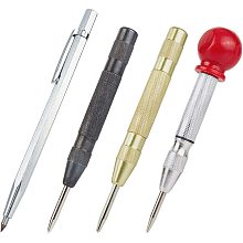 BENECREAT 4Pcs 5 Inch Automatic Center Punch Tool Adjustable Spring Loaded Puches and Metal Engraving Pen for Metal Wood Working